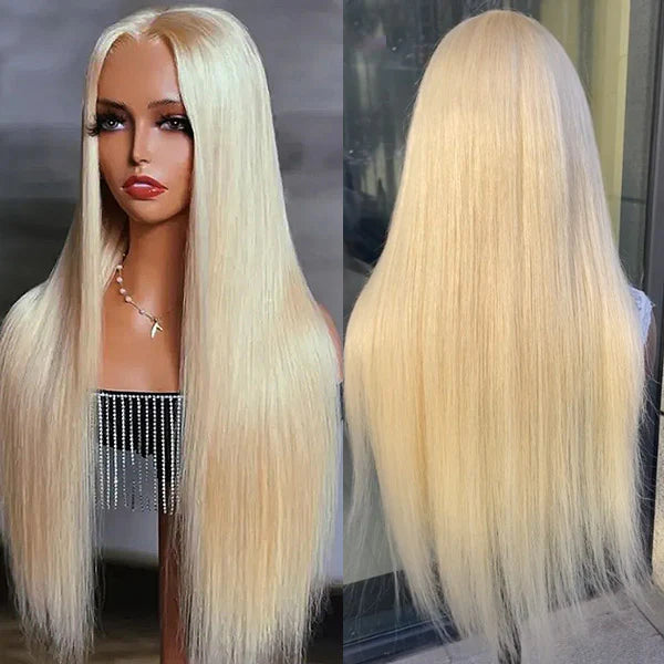 Modern Show Brazilian Straight Human Hair 613 Blonde Transparent Lace Frontal Wigs For Women