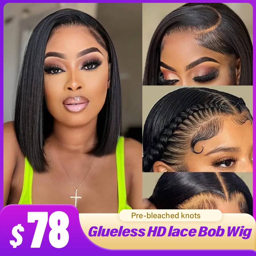 Blunt Cut Bob Wig 13x4 Lace Wig 200% Density HD Lace Wig 100