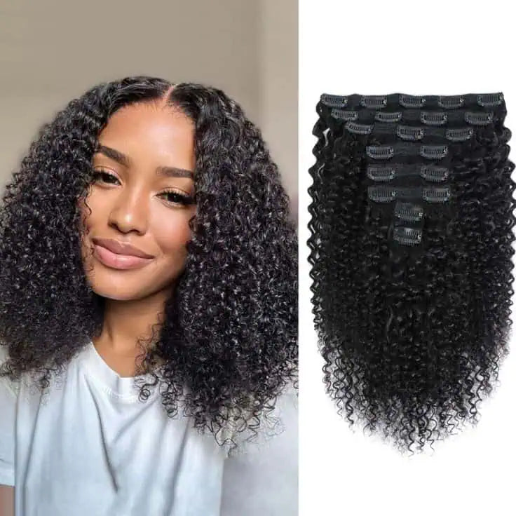 Kinky curly hair extensions 20” closure 22”24”26” Amazon.com : Hair Extensions Indian Kinky Curly Human Hair 1  main image 2