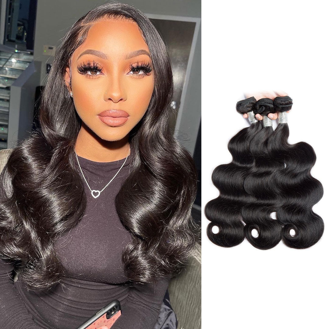 Mink Natrural Black Brazilian Virgin Hair Body Wave Bundles 100
