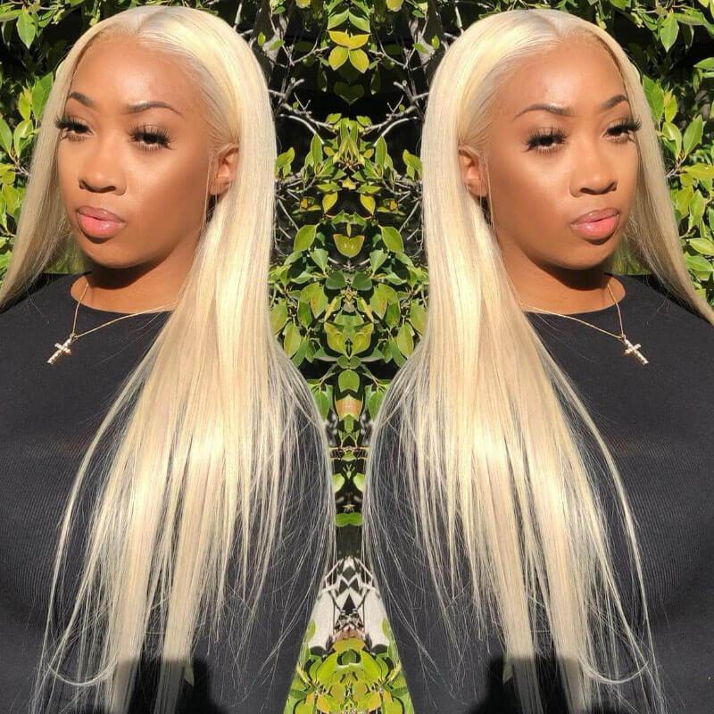 Brazilian Straight 613 Blonde 13 6 Transparent Lace Front Human Hair Wigs for Women