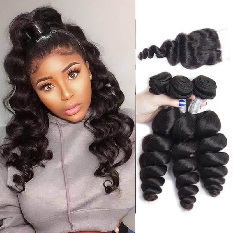 Unprocessed Virgin Brazilian Loose Wave Hair 3 Bundles With  display picture 1