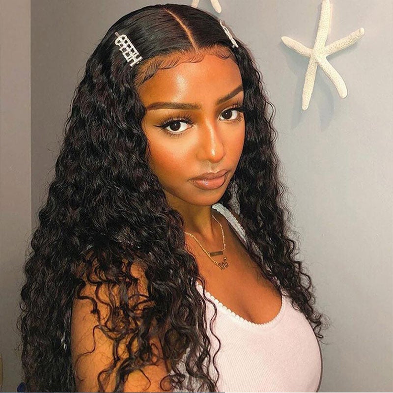Lace Front Wigs Human Hair Water Wave 4X4 Lace Closure Human Hair Wigs for ＿並行輸入品
