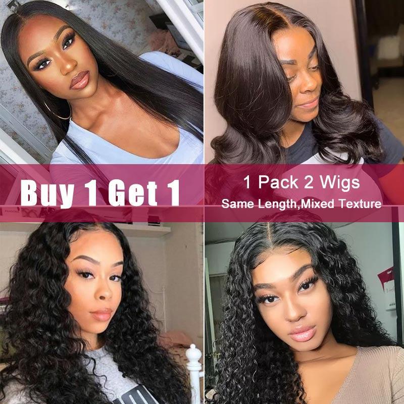 Modern Show Buy 1 Get 1 Free (2 Wigs) | 4x4 Lace Closure Wigs 150 Density Long Brazilian Human Hair Wigs With Baby Hair