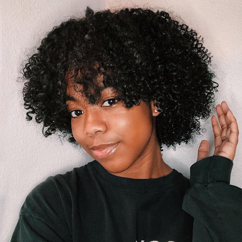 Curly Afro Wig Stylish Short Curly Afro Wig With Bangs For Black