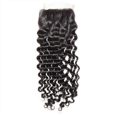 Modern Show Virgin Brazilian Deep Curly Weave Human Hair Swiss Lace Closure With Baby Hair