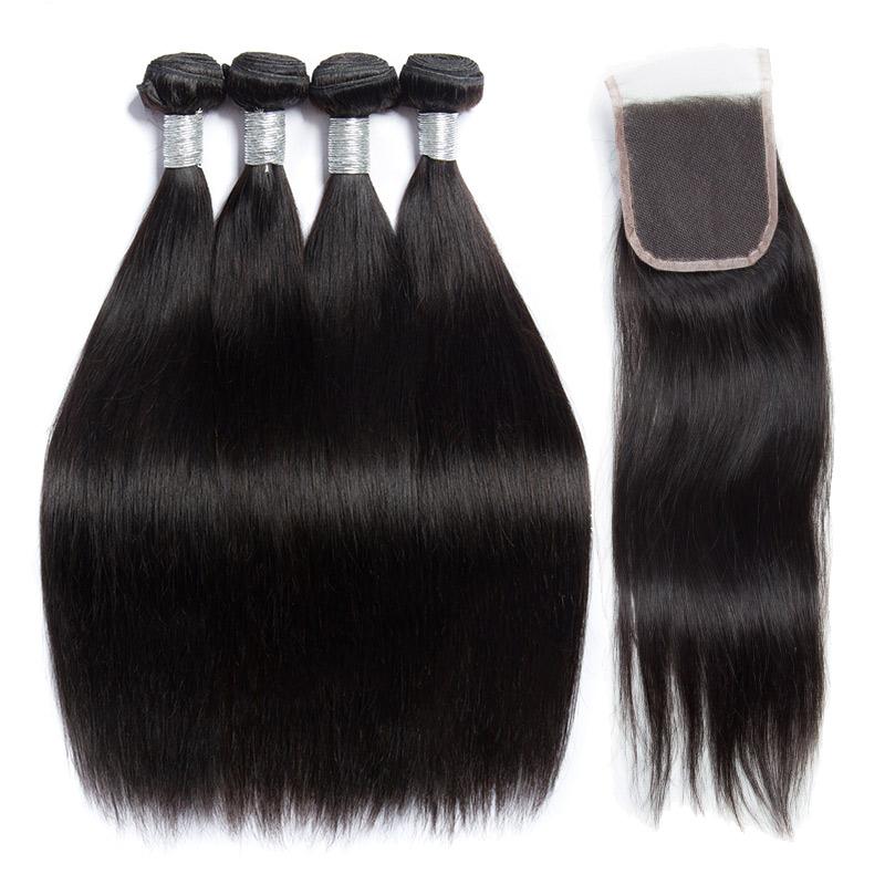 Brazilian Virgin Remy Straight Human Hair 4 Bundles With  display picture 1