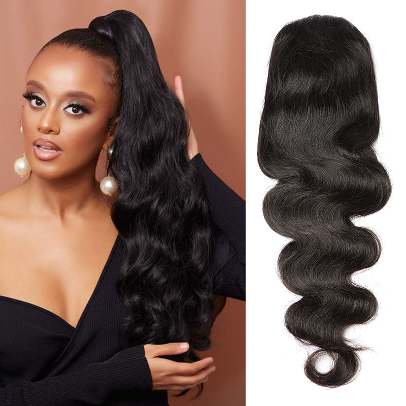 ?100% Human Hair Brazilian Body Wave Ponytail Hair Extensions ?NWT Body Wave Drawstring Ponytail Brazilian Remy Human Hair Clip  main image 2