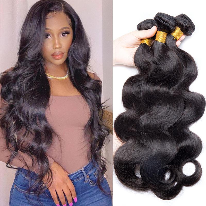 Long Wavy 3 Bundles Deals 100% Brazilian Virgin Human Hair Body Wave Weave