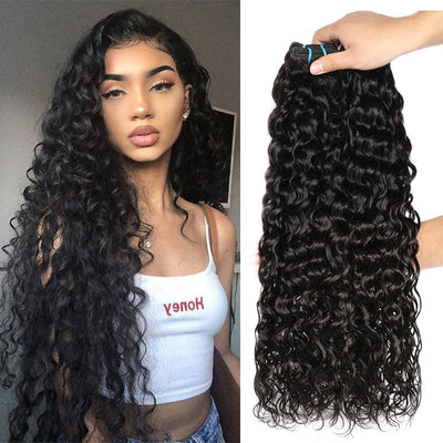 30 Inch Long Brazilian Wet And Wavy Human Hair Weave Water Wave 3 Bundles Natural Black Color Hair Extension