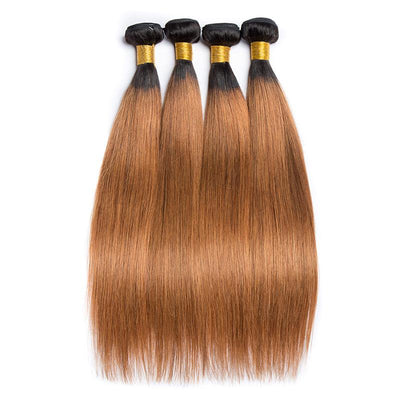 Modern Show 1B/30 Ombre Middle Brown Color Straight Human Hair Weave 4 Bundles Brazilian Hair