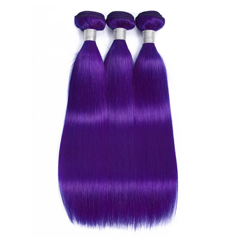 3 Purple Human Hair Bundles of Long Straight Brazilian Weave  display picture 1