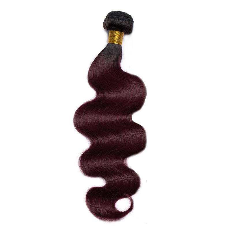 Black Roots Dark Burgundy Hair Brazilian Body Wave Human  display picture 1
