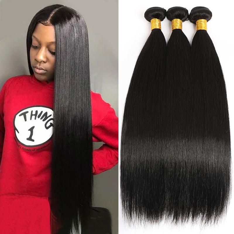 Brazilian Straight Human Hair Weave 3 Bundles Remy Hair  display picture 1