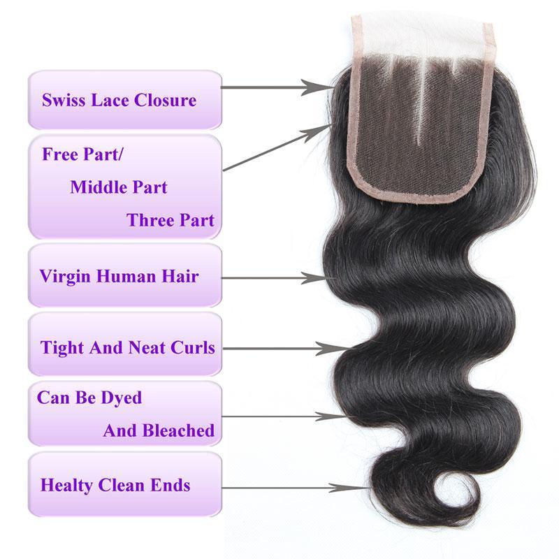 Modern Show High Quality Unprocessed Peruvian Virgin Remy Body Wave Hair 4 Bundles With Lace Closure-4x4 lace closure with bundles
