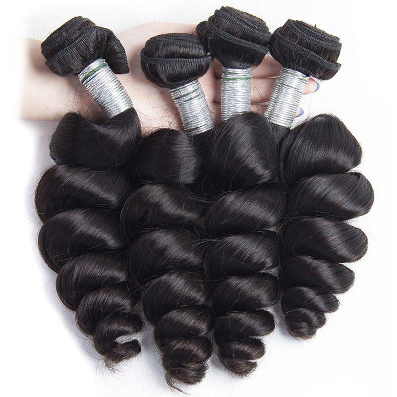 Modern Show Hair 10A 4 Pcs Brazilian Loose Wave Virgin Human Hair Weave Bundles Unprocessed Remy Hair Extensions-4 pcs