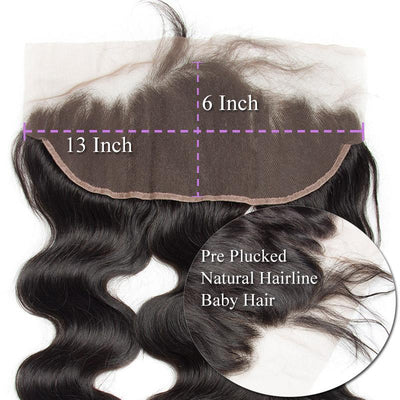 Modern Show Brazilian Remy Human Hair Body Wave Pre Plucked 13x6 Lace Frontal Closure With Baby Hair-frontal details