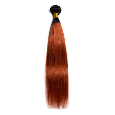 Modern Show Ombre Hair Extensions Two Tone 1B/350 Orange Color Straight Human Hair 1 Bundle Brazilian Remy Hair Weft