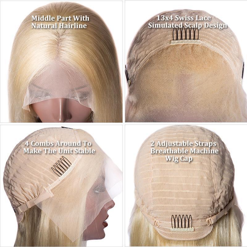 Modern Show Hair 150 Density Malaysian Straight 613 Bob Wig Real Human Hair Blonde Lace Front Wigs For Sale-cap details