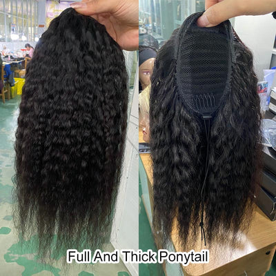 Modern Show Yaki Straight Drawstring Ponytail Brazilian Human Hair Clip In Extensions Natural Trendy Curly Hairstyle