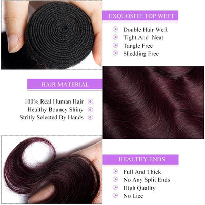 Modern Show 1B/99j Dark Red Ombre Color Hair 4 Bundles Body Wave Human Hair Brazilian Weave Remy Hair