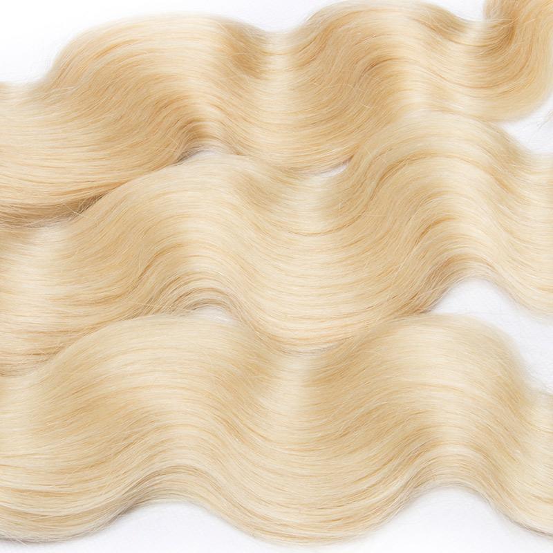 Modern Show 613 Blonde Bundles With Closure Brazilian Body Wave Human Hair Weave Bundles With Closure-hair material