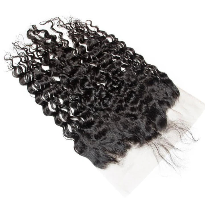 Modern Show Brazilian Water Wave HD Transparent 13x6 Lace Frontal Closure Ear To Ear With Baby Hair Wet And Wavy Black Remy Human Hair Frontal