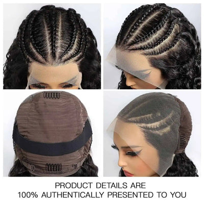 Modern Show Pre Braided Ear-to-ear 13x6  Full frontal Wig Curly Water Wave Human Hair Natural Hairline