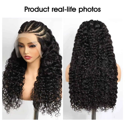 Modern Show Pre Braided Ear-to-ear 13x6  Full frontal Wig Curly Water Wave Human Hair Natural Hairline