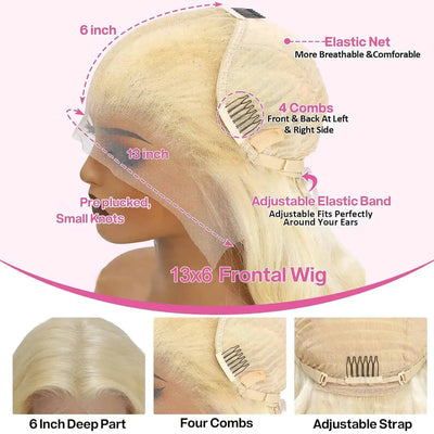 #613 Colored Lace Front Wigs For Women 13*6 HD Transparent Body Wave Human Hair Wigs