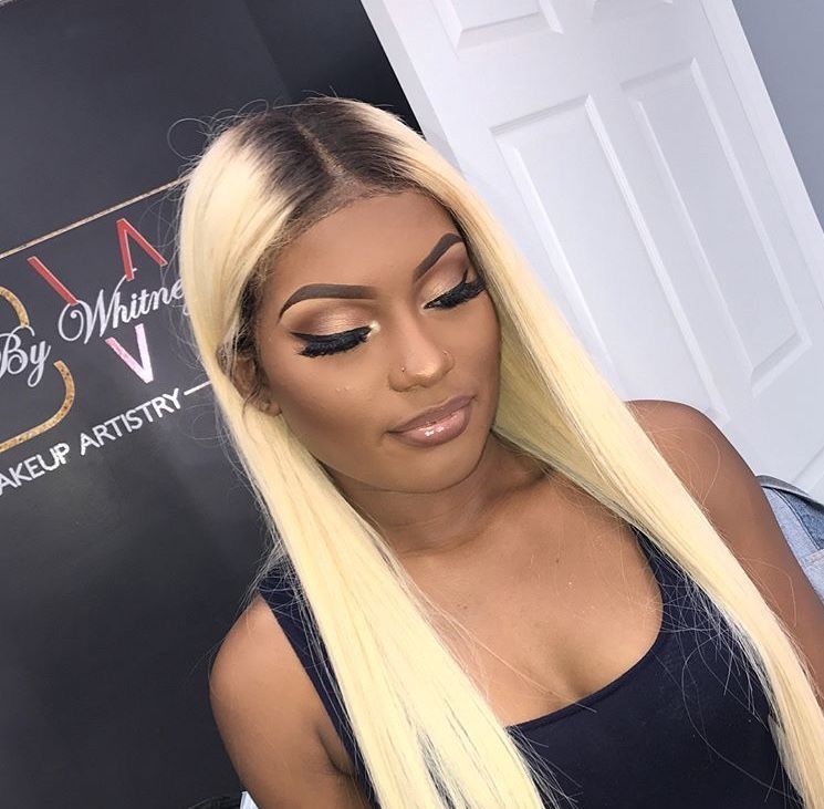 Modern Show Black Root Blonde Color Transparent Full Lace Human Hair Wigs For Women