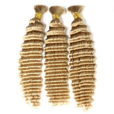 Modern Show Knotless Braiding Hair Honey Blonde Color Deep Wave Bulk 100% Human Hair