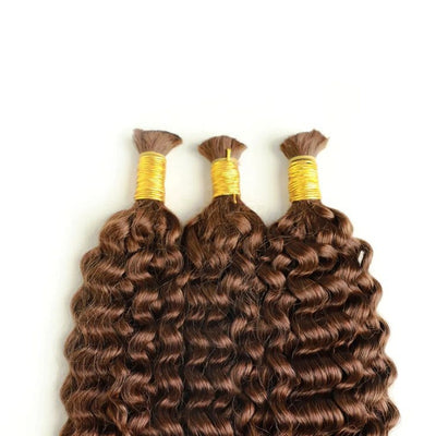 Chocolate Brown #4 Color For Boho Knotless Braid No Weft Braiding Deep Wave Human Hair