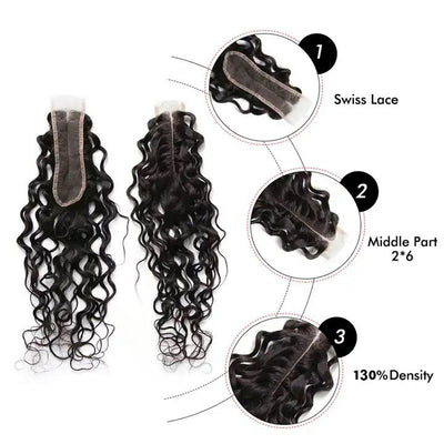 Modern Show 2x6 Water Wave Closure Remy Human Hair
