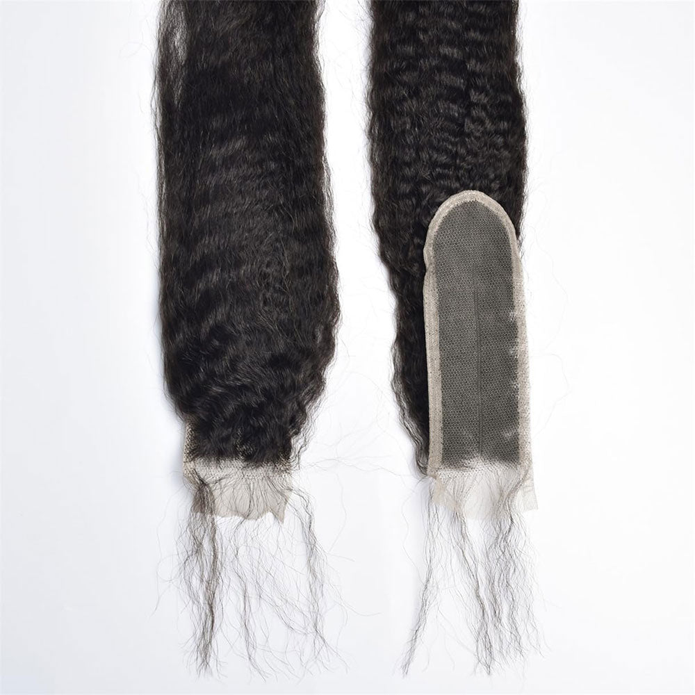 HD Transparent Lace 2x6 Closure Yaki Straight Remy Human Hair Lace ...