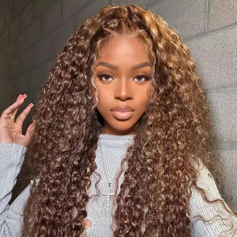 Modern Show Highlight Burmese Curly Wig 13x6 HD Full Frontal Wig Human Hair 180% 250% density