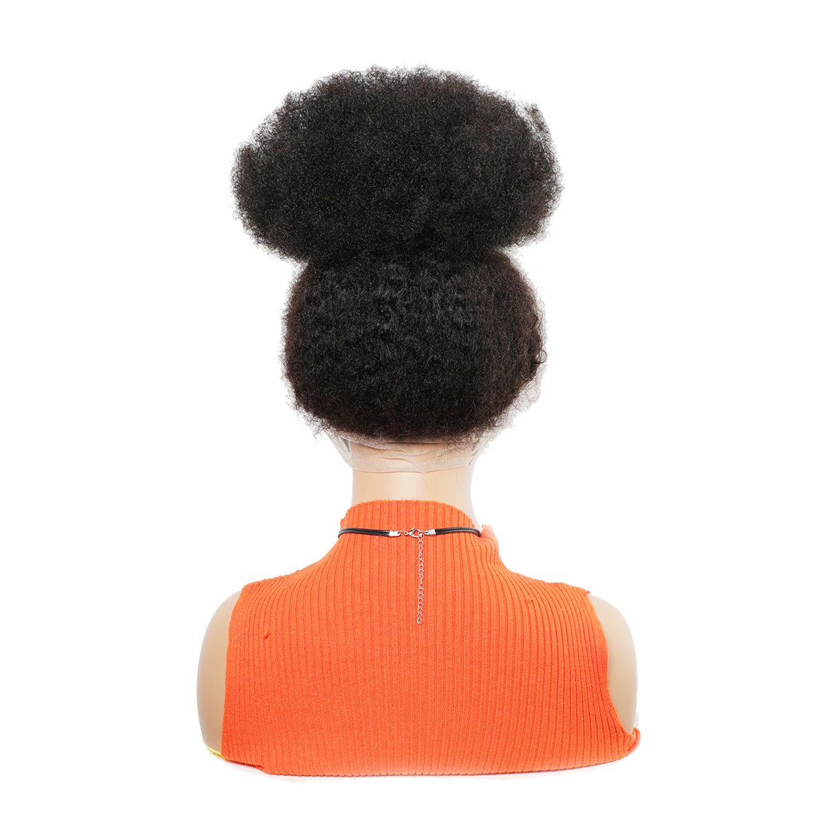 Modern Show 150% Afro Kinky Curly Black Transparent 360 Lace Front Wig With Bun Afro Puff