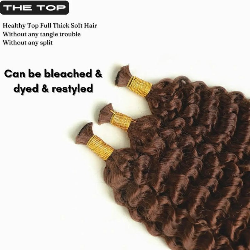 Chocolate Brown #4 Color For Boho Knotless Braid No Weft Braiding Deep Wave Human Hair