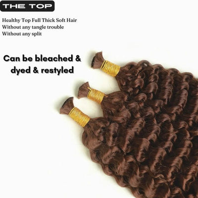 Chocolate Brown #4 Color For Boho Knotless Braid No Weft Braiding Deep Wave Human Hair