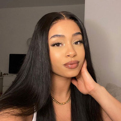 Modern Show Black Straight 4x6 Glueless Closure Wig Human Hair for Women