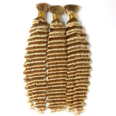 Modern Show Knotless Braiding Hair Honey Blonde Color Deep Wave Bulk 100% Human Hair