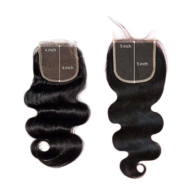 Peruvian Body Wave Hair 5X5 Lace Closure VS 4x4 Lace Closure