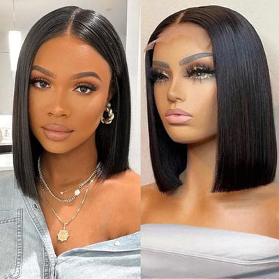 Wear Go Short Straight Bob Wig Glueless Human Hair 5x5 Transparent Lace closure Wigs