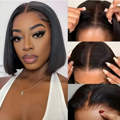 Wear Go Short Straight Bob Wig Glueless Human Hair 5x5 Transparent Lace closure Wigs