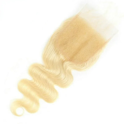 Modern Show 613 Blonde Hair 4x4 Body Wave HD Transparent Lace Closure With Baby Hair Remy Peruvian Human Hair Closure