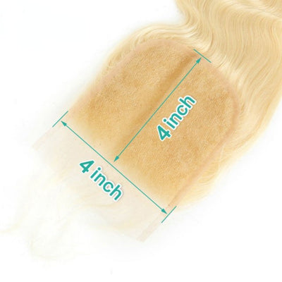 Modern Show 613 Blonde 4x4 HD Transparent Straight Lace Closure 100% Brazilian Human Hair Swiss Closure