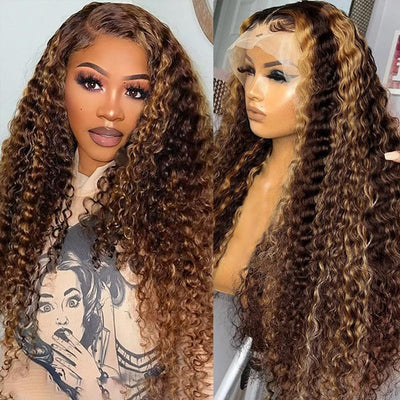 Modern Show Highlight Burmese Curly Wig 13x6 HD Full Frontal Wig Human Hair 180% 250% density
