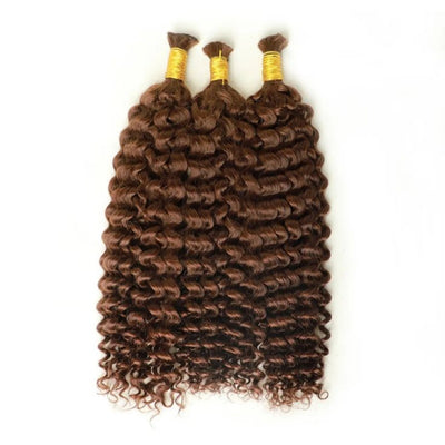 Chocolate Brown #4 Color For Boho Knotless Braid No Weft Braiding Deep Wave Human Hair
