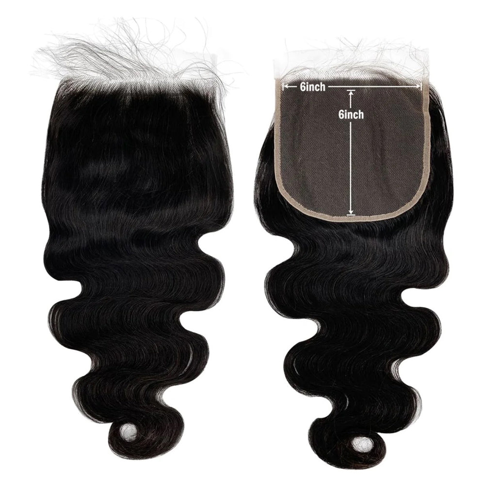HD Transparent Lace 6x6 Body Wave Closure Remy Human Hair Middle Part ...
