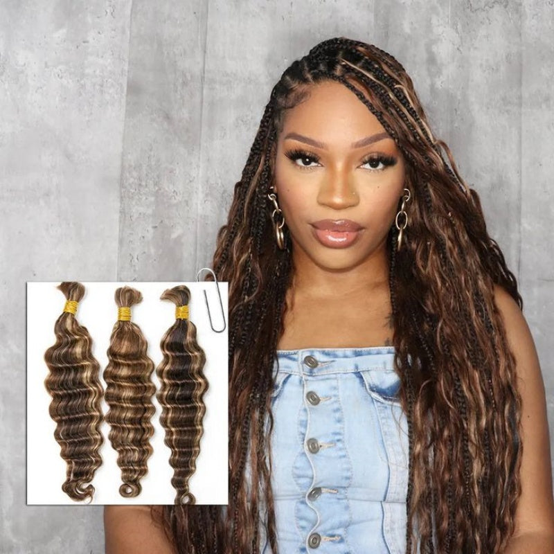 Deep Wave Curly p4/27/30 Mix Color Blend For Boho Braid No Weft Braiding Human Hair